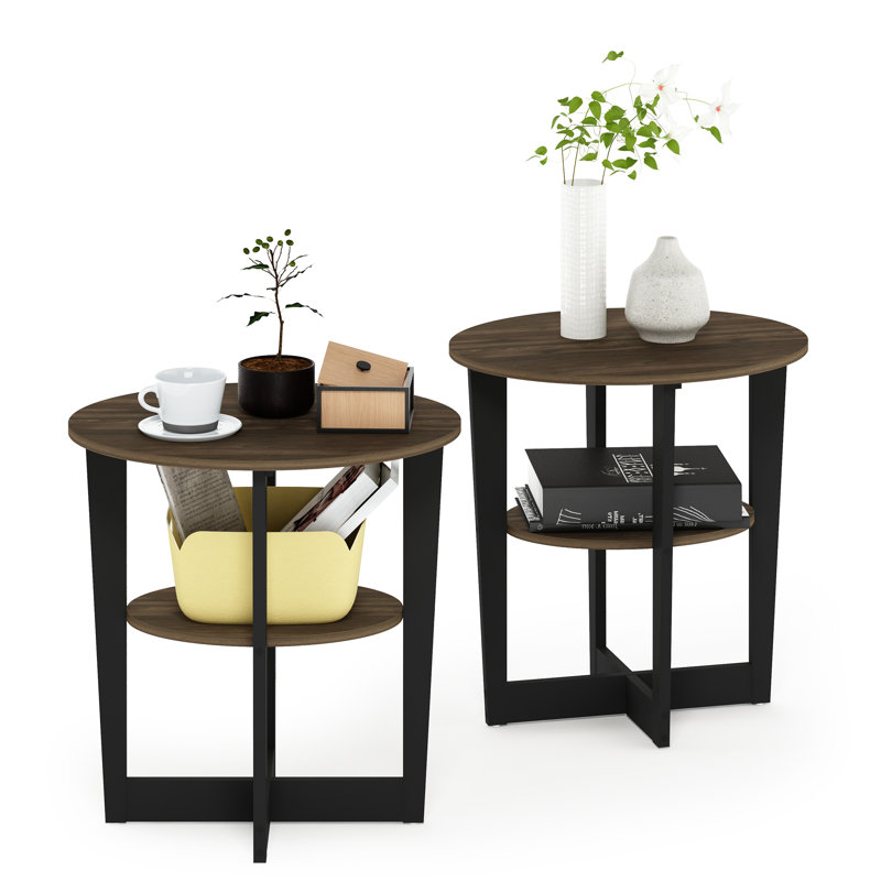 Bozko 2 Piece Oval Side Table Set, Columbia Walnut