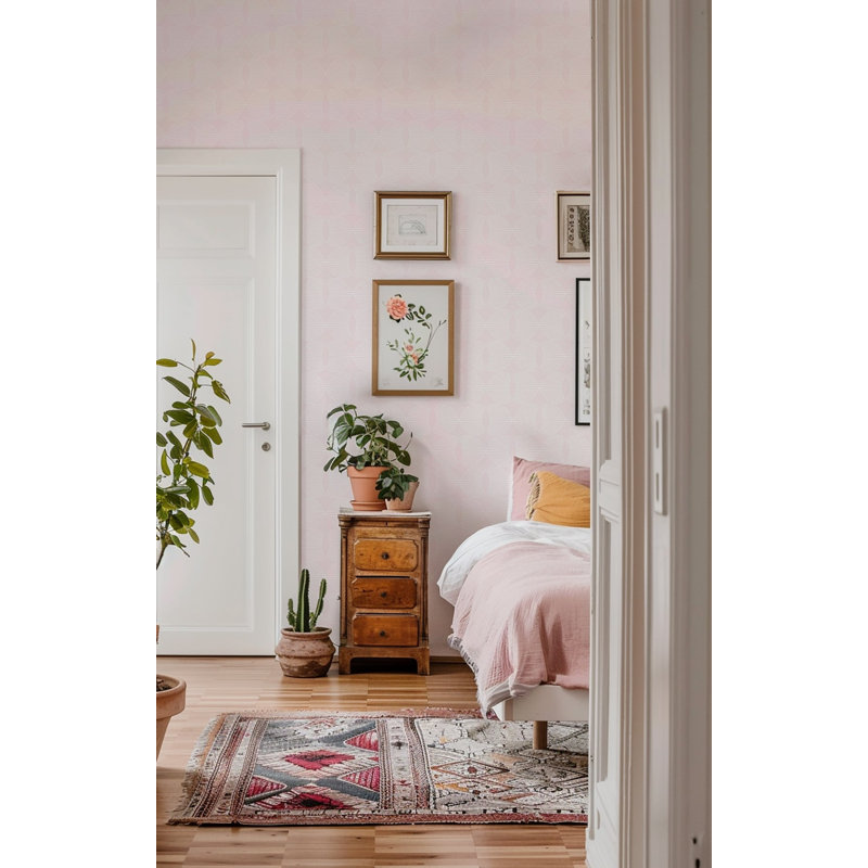 Lomé Paume 10' L x 24" W Wallpaper Roll, Blush, Faux Grasscloth, Non-pasted
