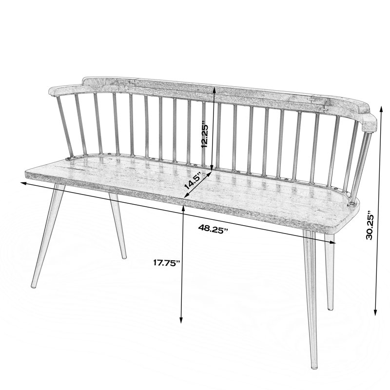 Tempe Mango Wood Spindle Back 51.25"W Bench, Black