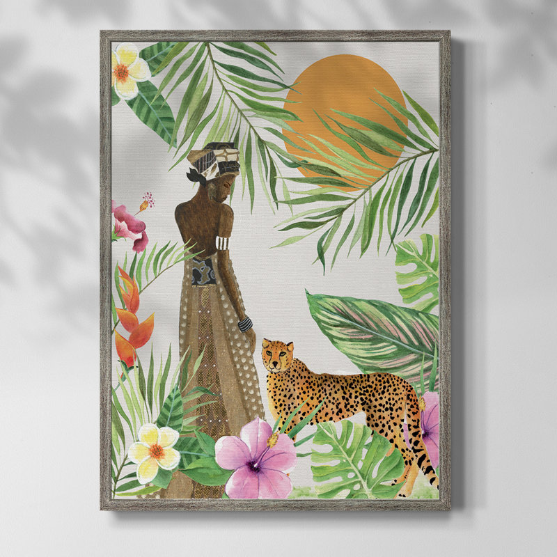 Feline Tropics I, reproduction encadrée - bois massif 49998, H 11 po x l 9 po