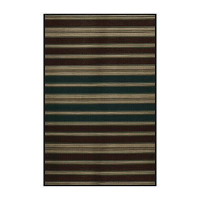 Tapis brun à rayures horizontales lavable à la machine