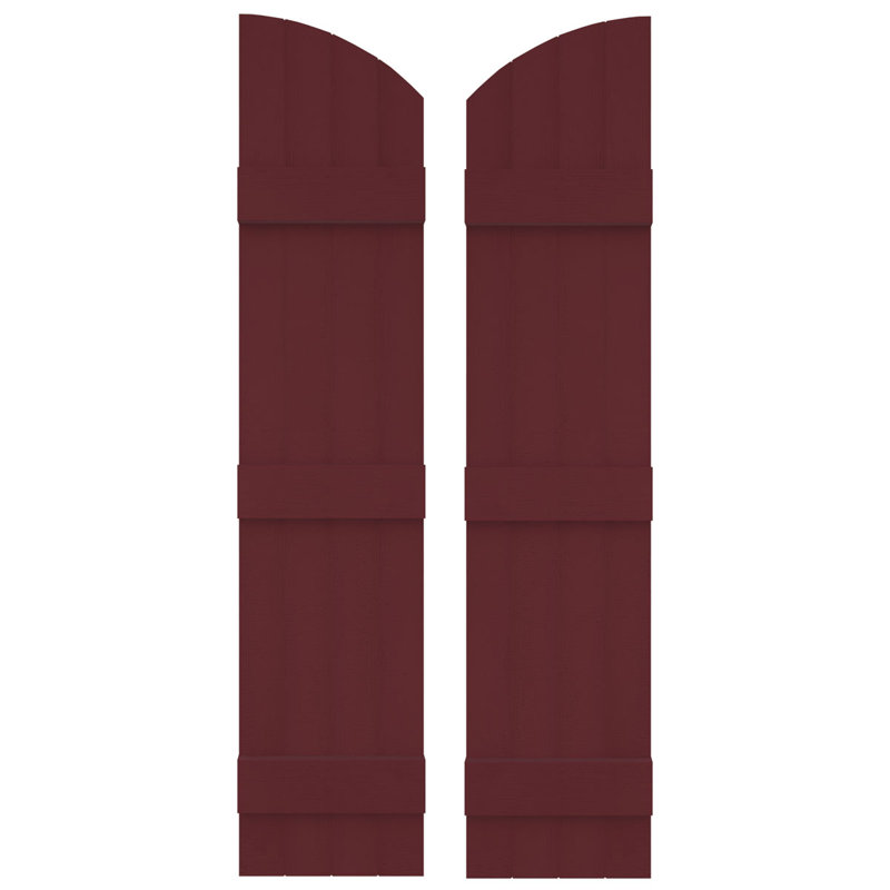 Builders Edge, paire de volets standard à quatre planches jointes avec arche, planche-n-lattes, Baie rouge, 61 po