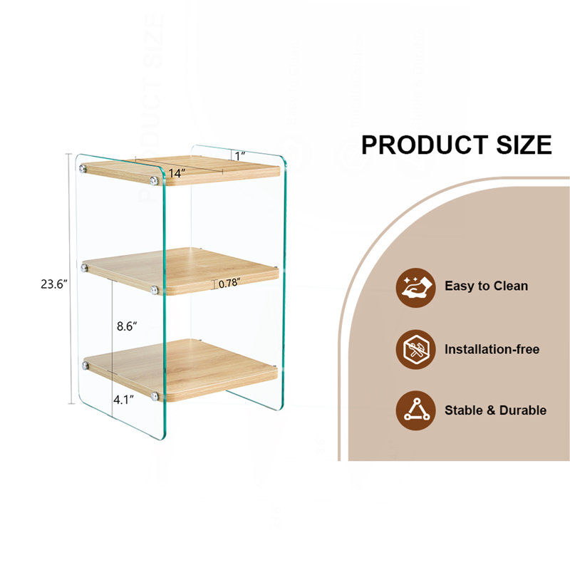 Three Layer Bedside Cabinet.The Board Is Made Of Mdf With Wooden Stickers