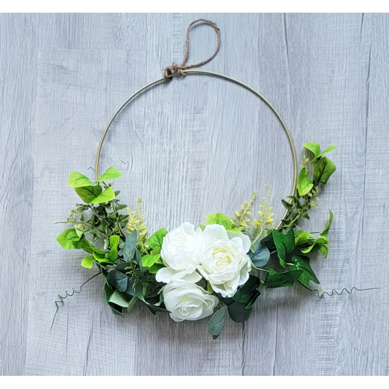 Demi-couronne d'eucalyptus rose 16 po