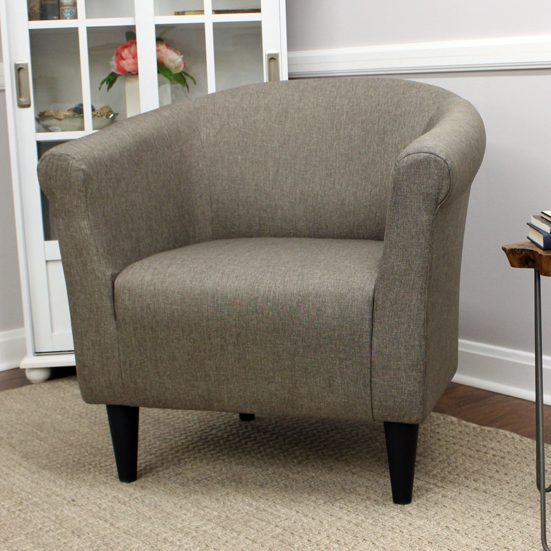 Liam 31.5" W Barrel Chair, Jitterbug Taupe Performance Basketweave