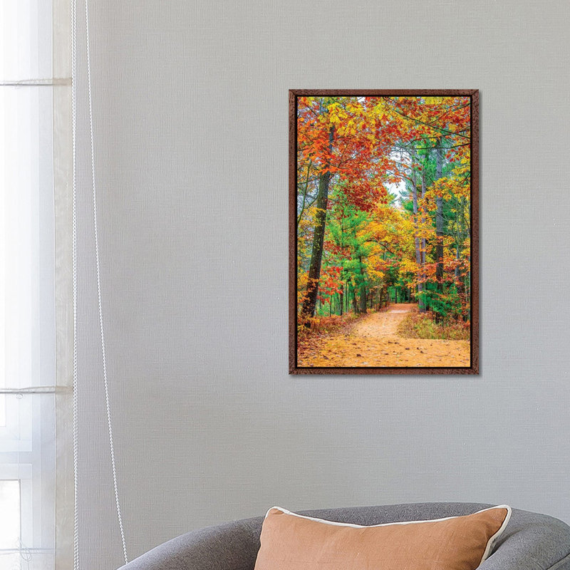 Road to Forest 1 Piece Wall Art on Canvas, 66.04 cm H x 45.72 cm W, Classic Brown Wood Framed