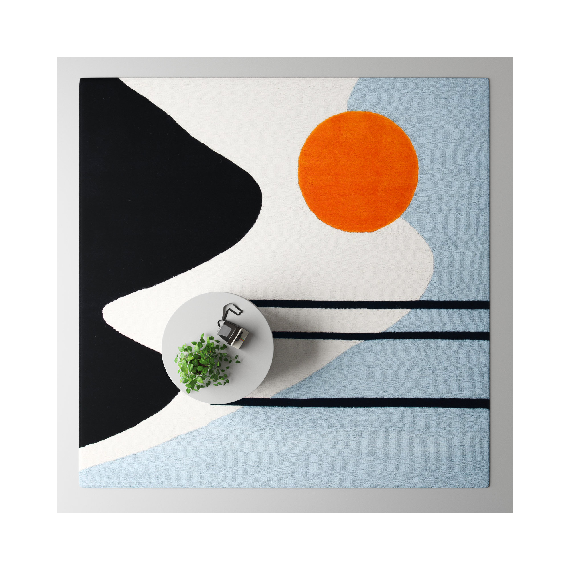 Felipe Wool Ivory / Blue Rug, Square 10'