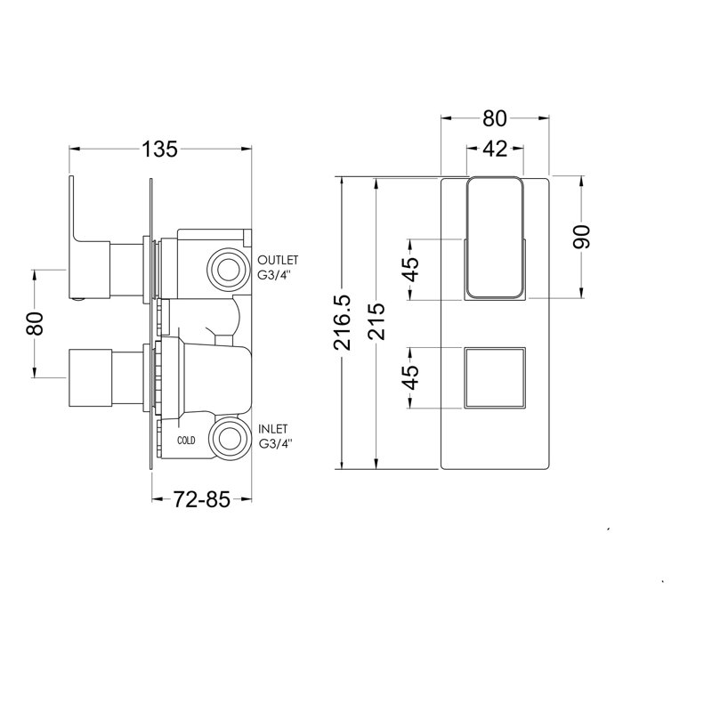 Windon Single Concealed Thermostatic/Diverter Shower Valve