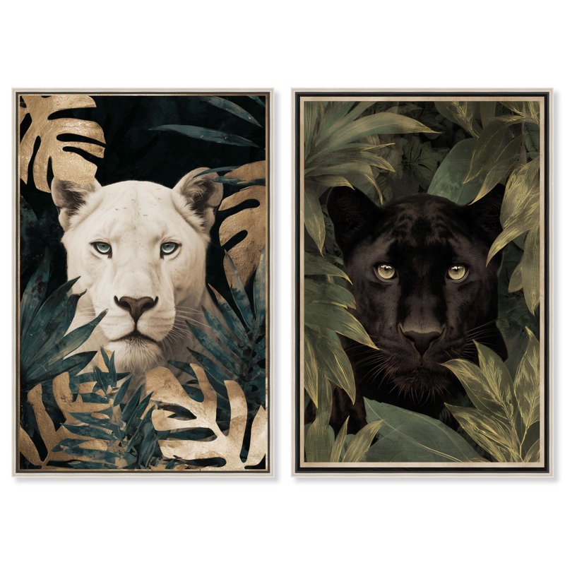 Ensemble de décorations murales pour salle de bain Shadow Jungle par Art Remedy, cadre argenté, 36 x 54, H 55 po x l 37 po