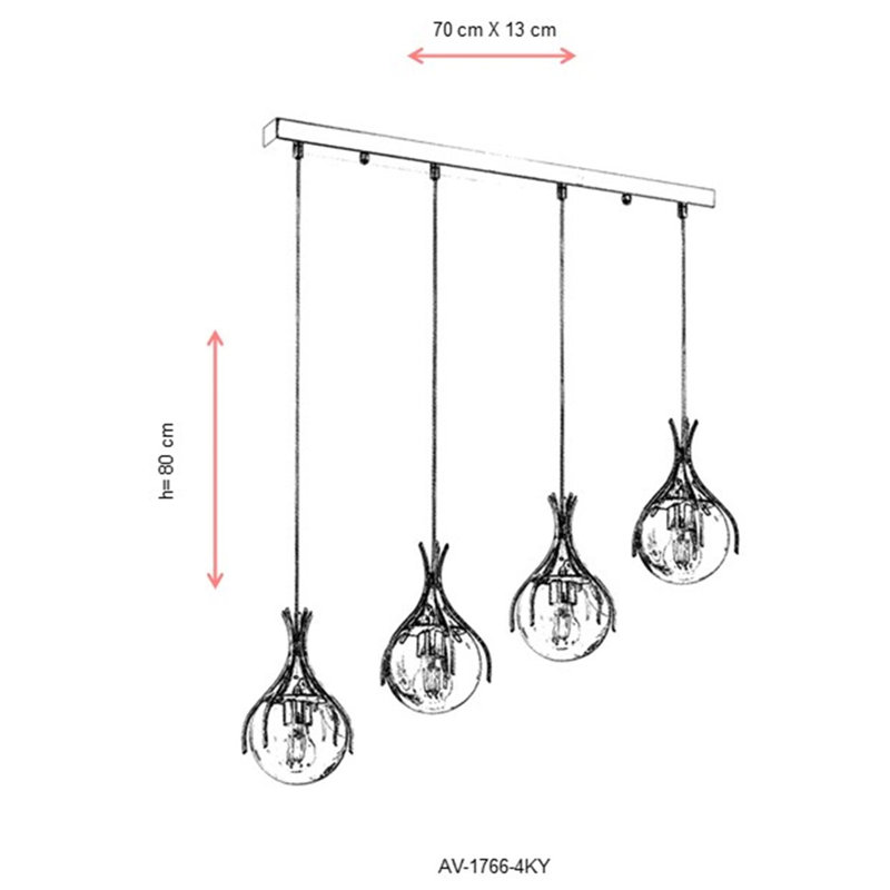 Hamdan 4 - Light Black Kitchen Island Pendant