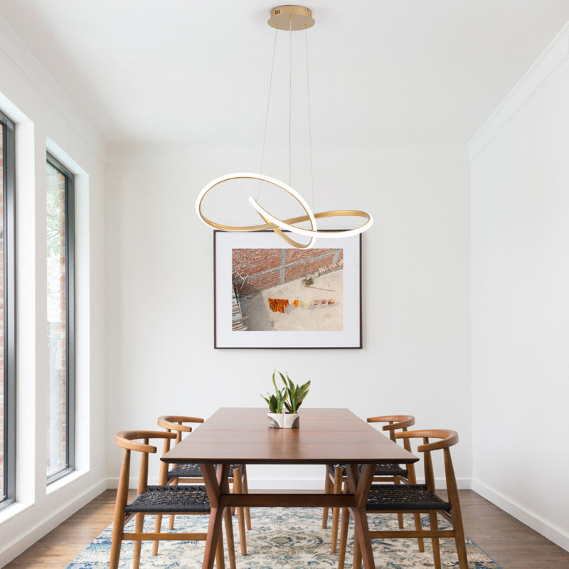 Jahzlynn 1 - Light Dimmable Unique Modern Linear LED Chandelier, Gold