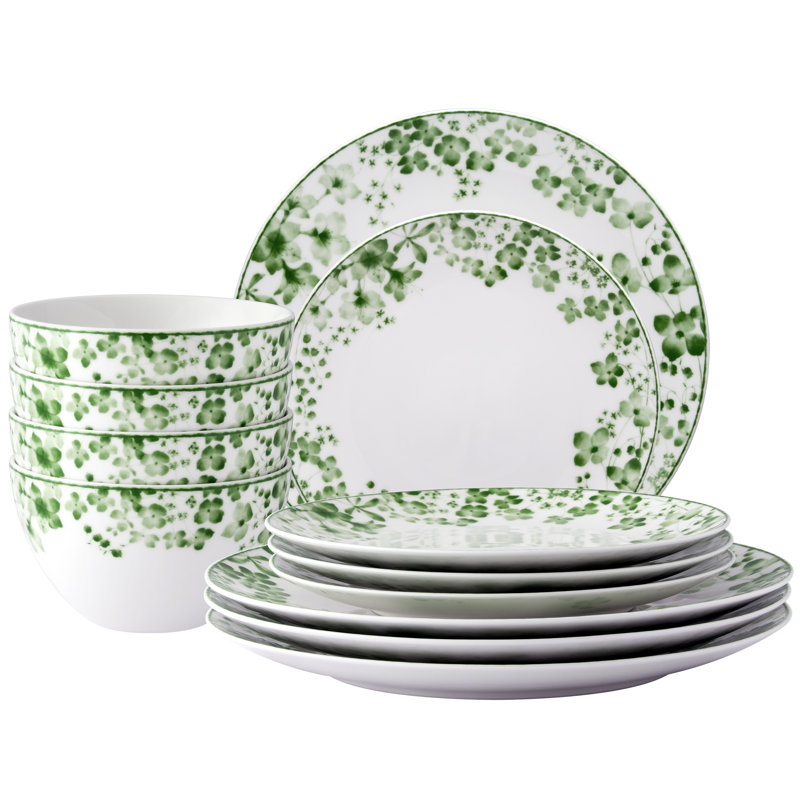 Noritake Bloomington Road 12-Piece Dinnerware Set, Service for 4, Green