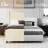 Headboard Corduroy Upholstered Bed Frame with Vertical Stripe Wingback and High Footboard No Box Spring Needed-110126997-110127002