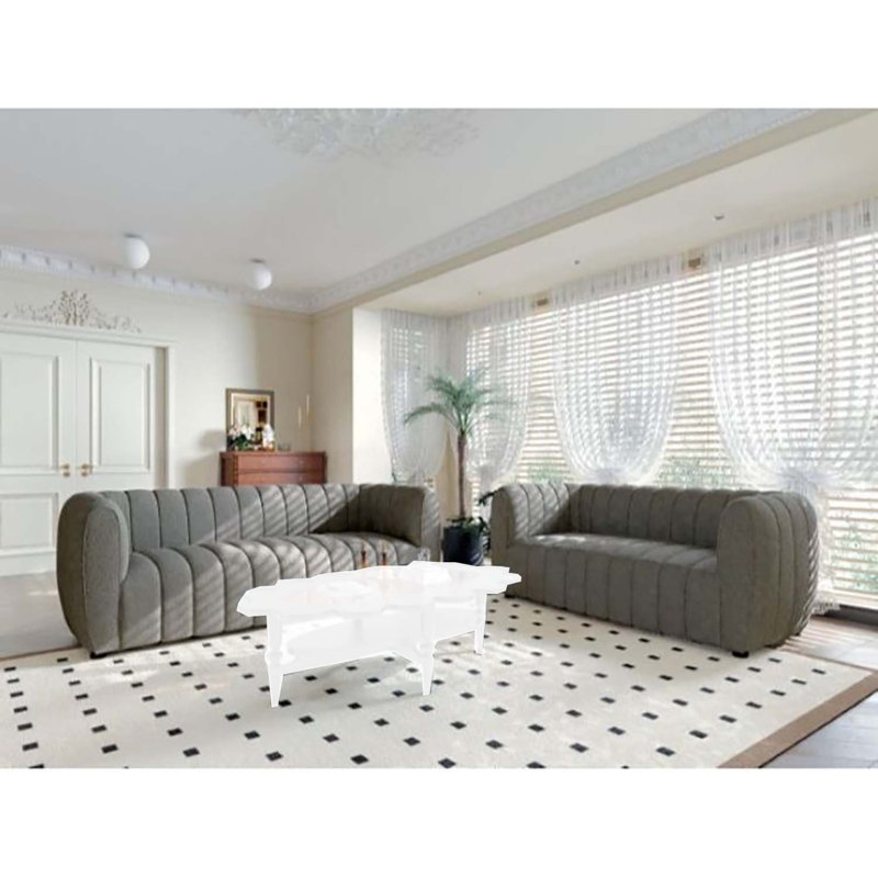 Ensemble de salon configurable 2 pièces Edgeer, 100 % polyester gris