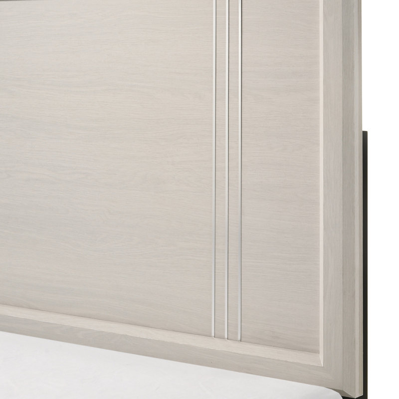 Lit à panneau contemporain, Beige / Blanc cassé, Grand