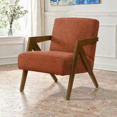 Chaise d'appoint Mid-Century moderne avec structure en bois et assise rembourrée | Élégant salon pour le salon ou la chambre à coucher | 30 po de hauteur