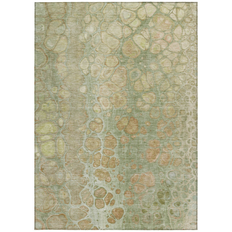 Tapis extérieur lavable abstrait vert artichaut 9 pi x 12 pi artichaut