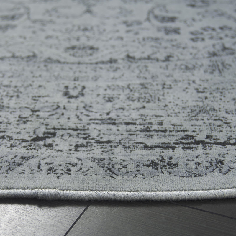 Tapis oriental en épinette / ivoire Dutta, Rond 6 pi