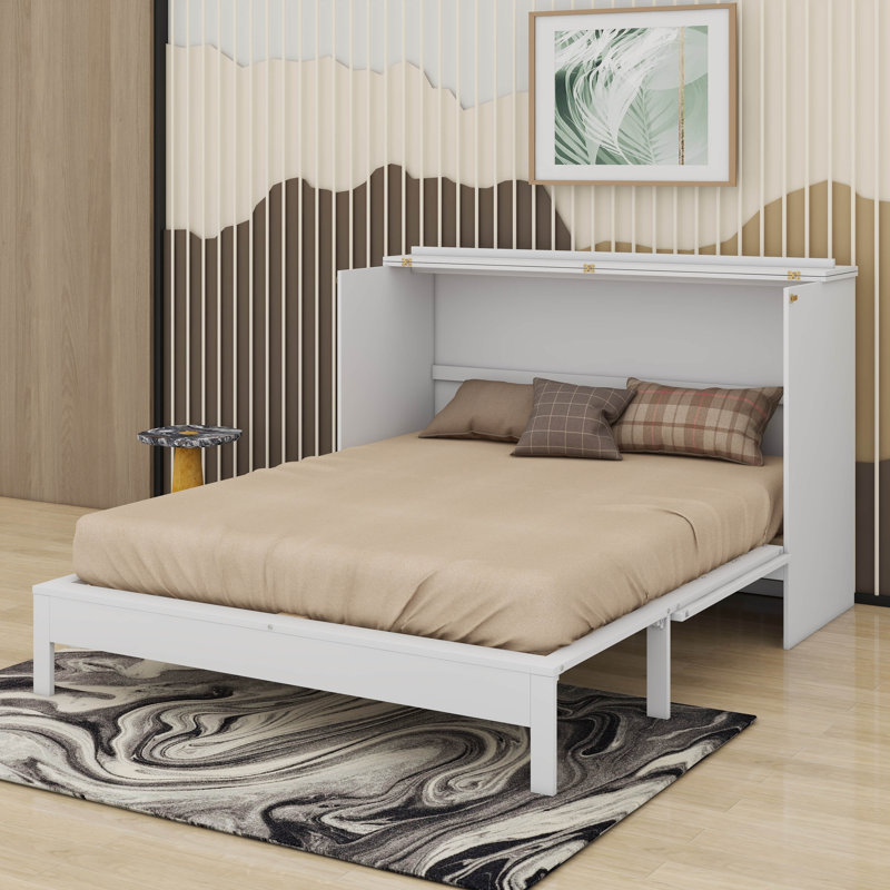 Grand lit escamotable avec tiroirs, Grand lit,  Blanc