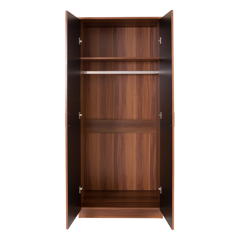 Brylene 2 Door Wardrobe, Walnut/Black High Gloss