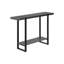 Table d'appoint rectangulaire pour chambre à coucher - Finition d'aspect bois récupéré noir, tablette fixe, console de salon et d'entrée moderne en métal, plateau de table large avec design
