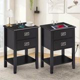 Miramontes Nightstands with Charging Station USB Ports & Power End Table Bedside Tables with 2 Drawers