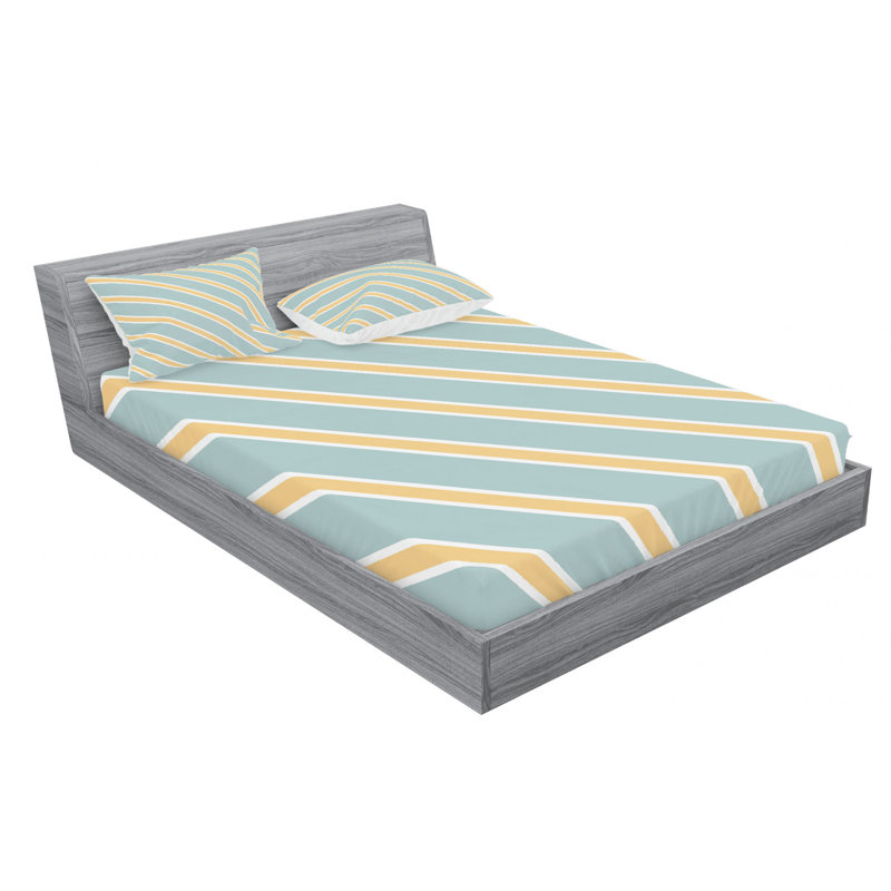 Microfiber Striped Sheet Set, Queen Sheet Set with Fitted Sheet