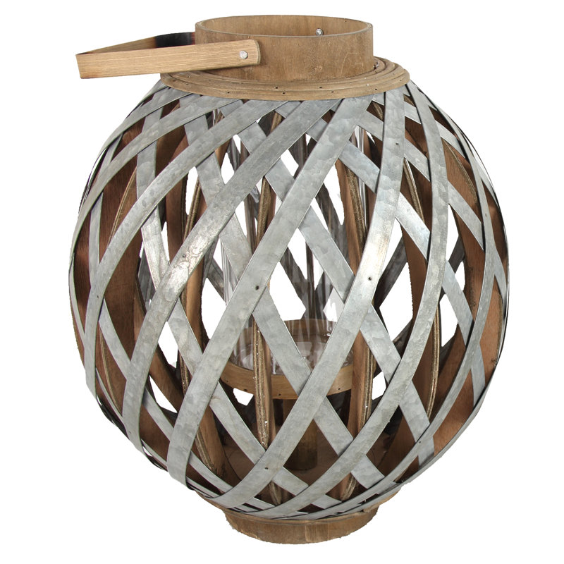 Tabletop Lantern, 16.5" H x 14.3" W x 14.3" D