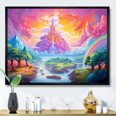 " Fantasy Rainbow Kawaii Castle Landscape "