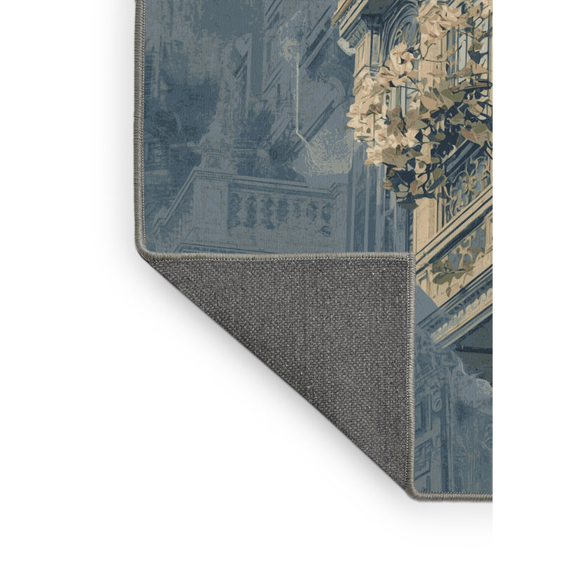 Tapis gris moelleux moelleux à motif de blocs de la vieille ville de Cartagena, 8 x 10