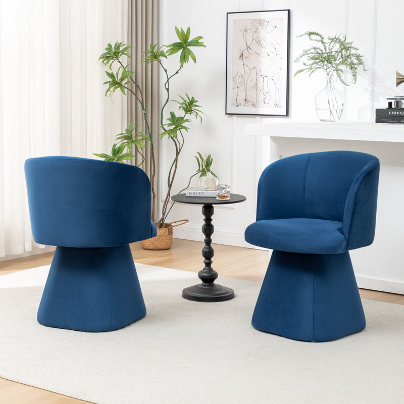 Chaise rembourrée pivotante en velours Dantzler, Marine