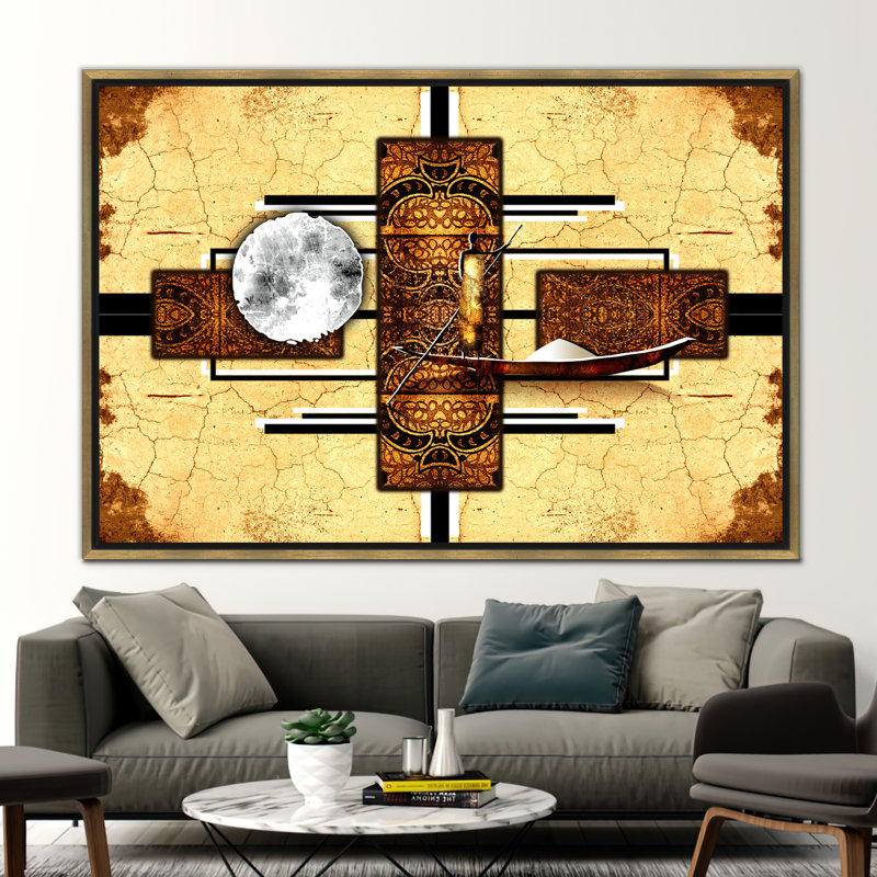 Print on Canvas, Framed Print without Mat, Gold, 40 cm H x 60 cm W
