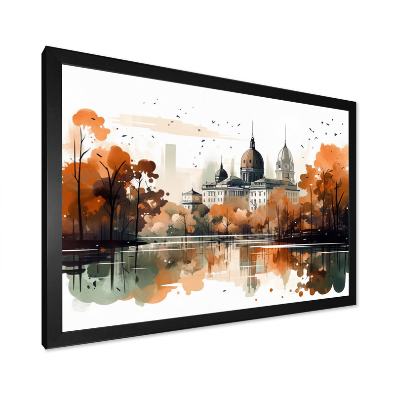 Rosanell Brown and Orange Urban Rhythms - impression, Cadre photo noir, H 12 po x l 20 po x P 1 po