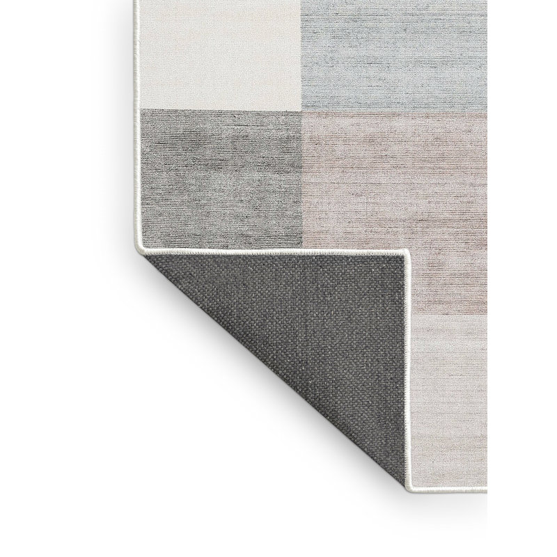 Tapis gris/rose/rouge contemporain, Rectangle 2 pi x 5 pi