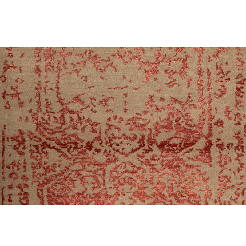 Tapis unique ivoire / rouge de 4 pi 1 po x 6 pi