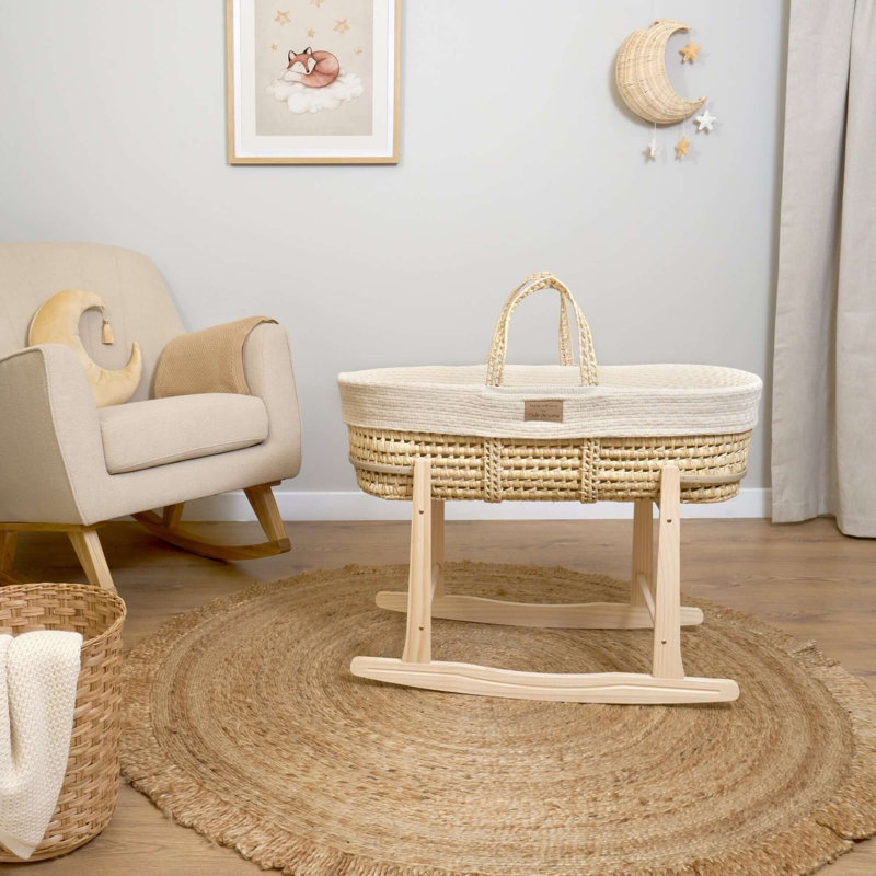 Thorith Moses Basket with Bedding with Mattress, Beige