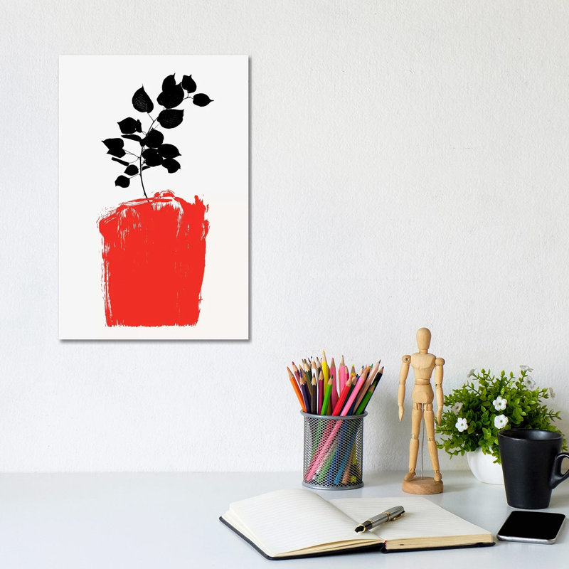 Scabiosa - Red by Kubistika - Wrapped Canvas Painting, 20.32 cm H x 30.48 cm W