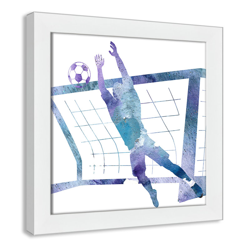 Fille de football 2, H 12 po x l 12 po x P 0,63 po, Cadre blanc