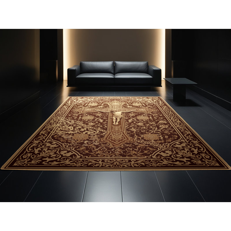 Tapis oriental brun lavable à la machine Northville, 3 X 5
