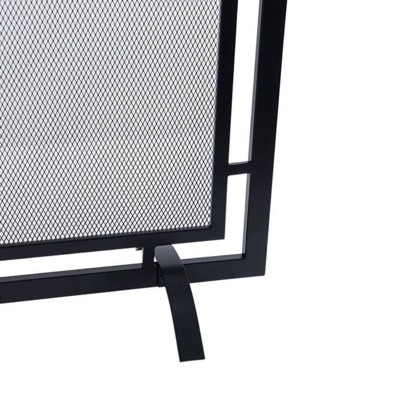 Gatsby Mesh Fireplace Screen - Single Panel, Steel Frame, Black