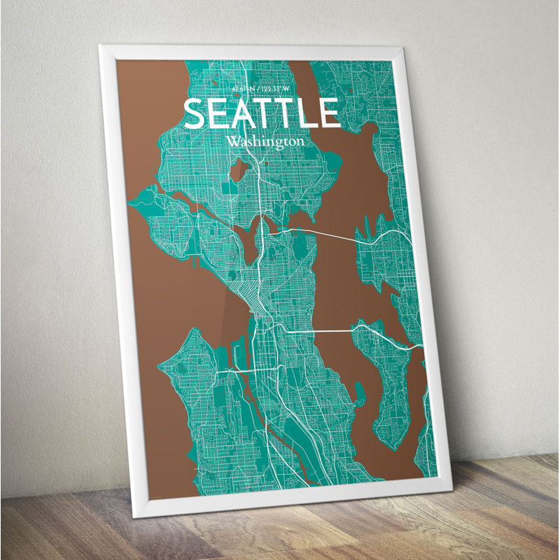 Seattle City Map - No Frame Print, 43.2cm H x 27.9cm W x 0.13cm D