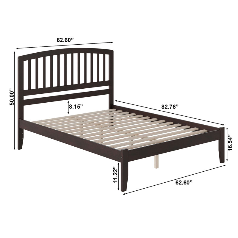 Lit plateforme en bois massif Careaga, Espresso, Grand lit