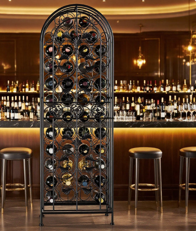Wrought Iron Wine Rack Display Stand, Countertop Or Tabletop