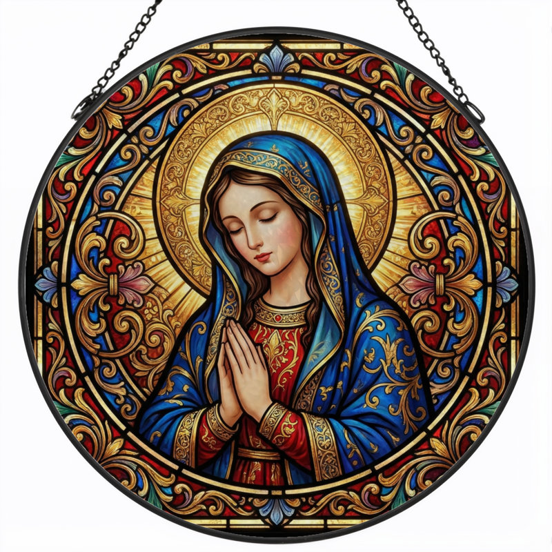 Panneau de vitrail d'art religieuse ， 7,8 H, H 7,8 po
