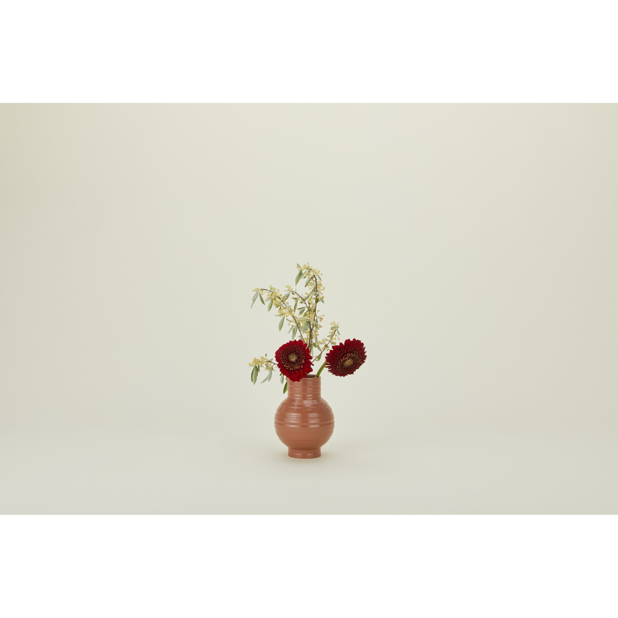 Essential Stoneware Table Vase, 7.5" H x 5.25" W x 5.25" D, Red