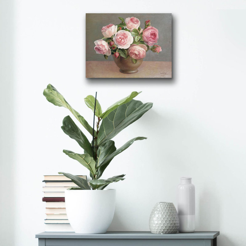 «Arrangement of Pink Roses» par Danhui Nai, art mural en verre acrylique, H 12 po x l 16 po x P 0,13 po