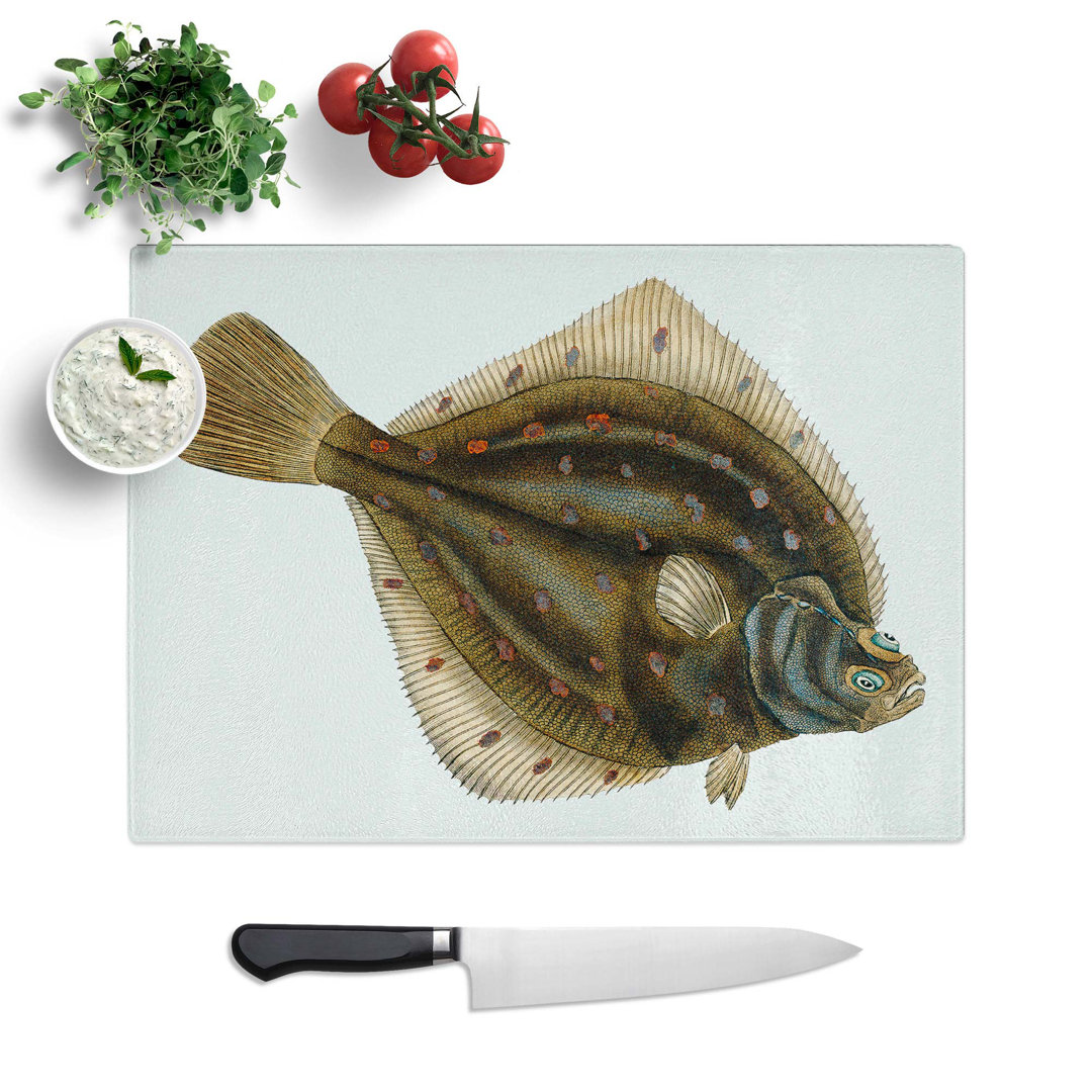 Tempered Glass Plaice Fish by Edward Donovan Chopping Board