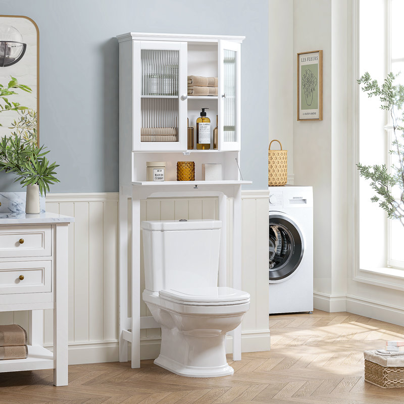 9"D X 24.6"W X 65.7"H Over The Toilet Storage Cabinet With Muro Glass Doors