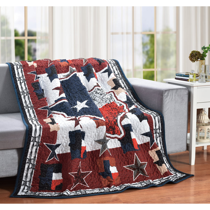 Jeté de lit décoratif en forme d'étoile solitaire Texas State 60 "x 50"