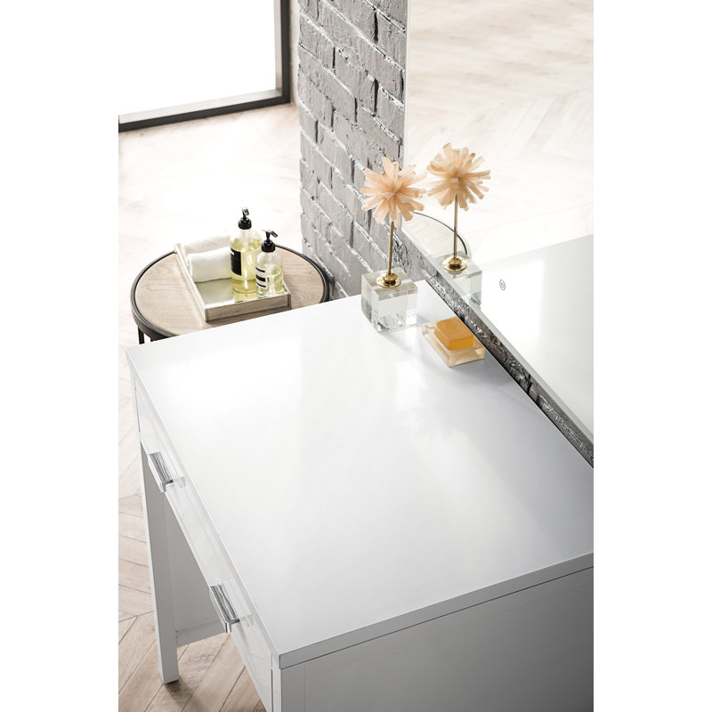 Addison Vanity, Glossy White, White Zeus